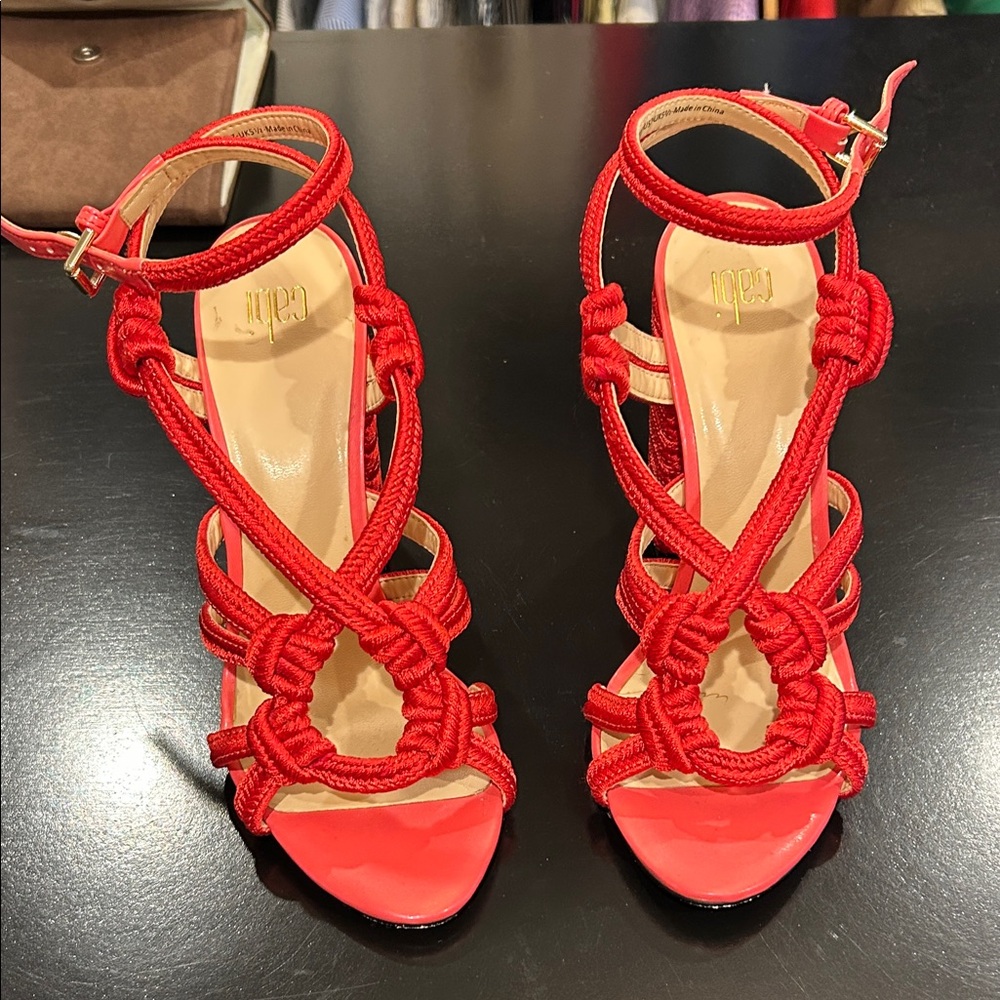 CAbi Red Strappy Heels